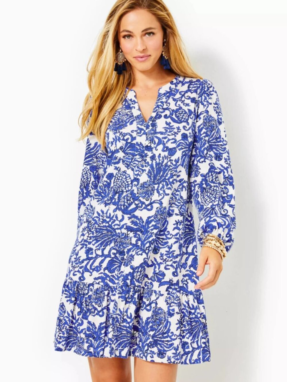 Lilly Pulitzer Alyssa A-Line Cotton Dress Deeper Coconut Ride With Me Ruffle XXS